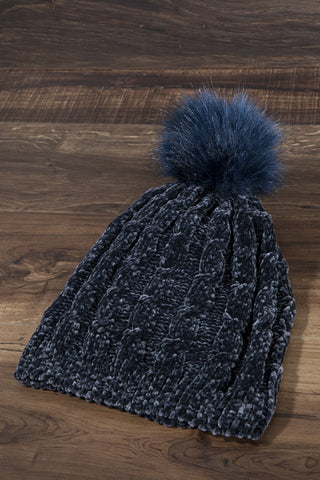 Chenille Cable Knit Beanie