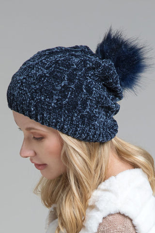 Chenille Cable Knit Beanie