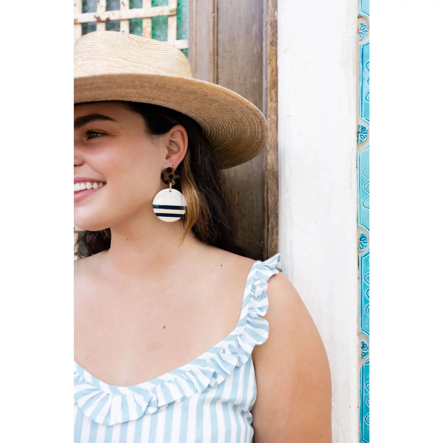 Buffalo Horn Sailing Circle Earrings