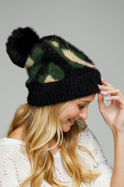 Fuzzy Beanie Pom Pom