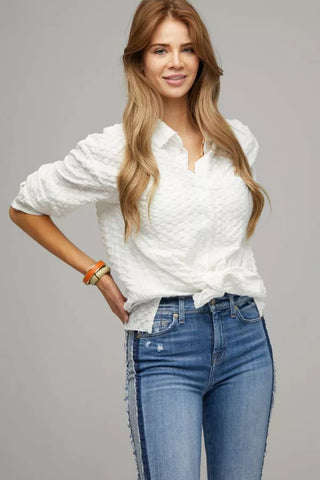Curvy Textured Button Down Shirt