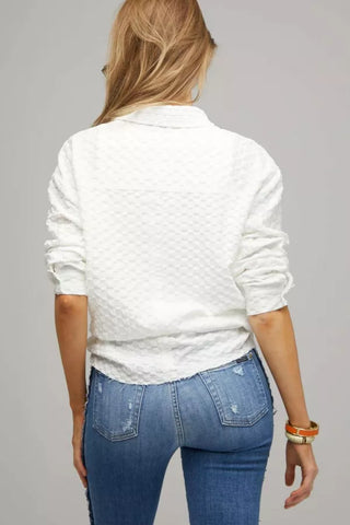Curvy Textured Button Down Shirt