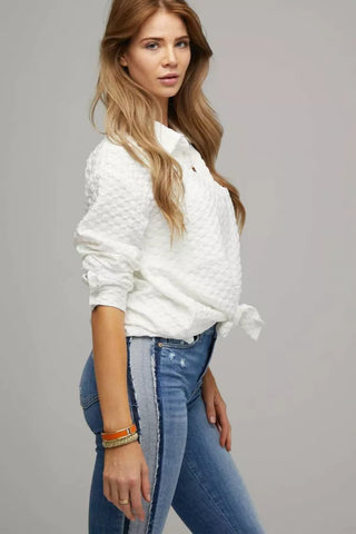 Curvy Textured Button Down Shirt