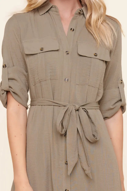 Safari Button Front Maxi Dress