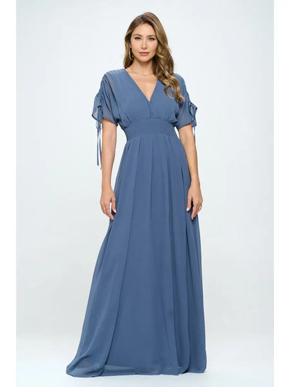 Solid Kimono Sleeves Maxi Dress