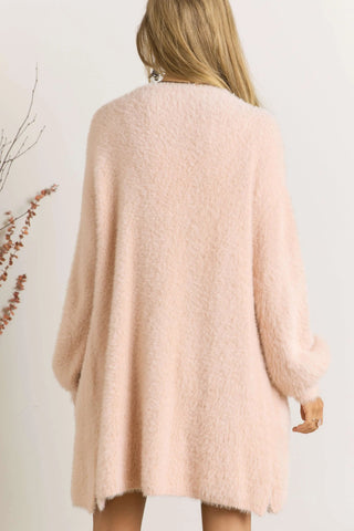 Curvy Fuzzy Solid Open Cardigan
