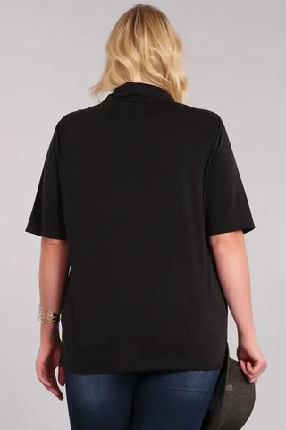 Plus Solid Knit Turtle Neck Top